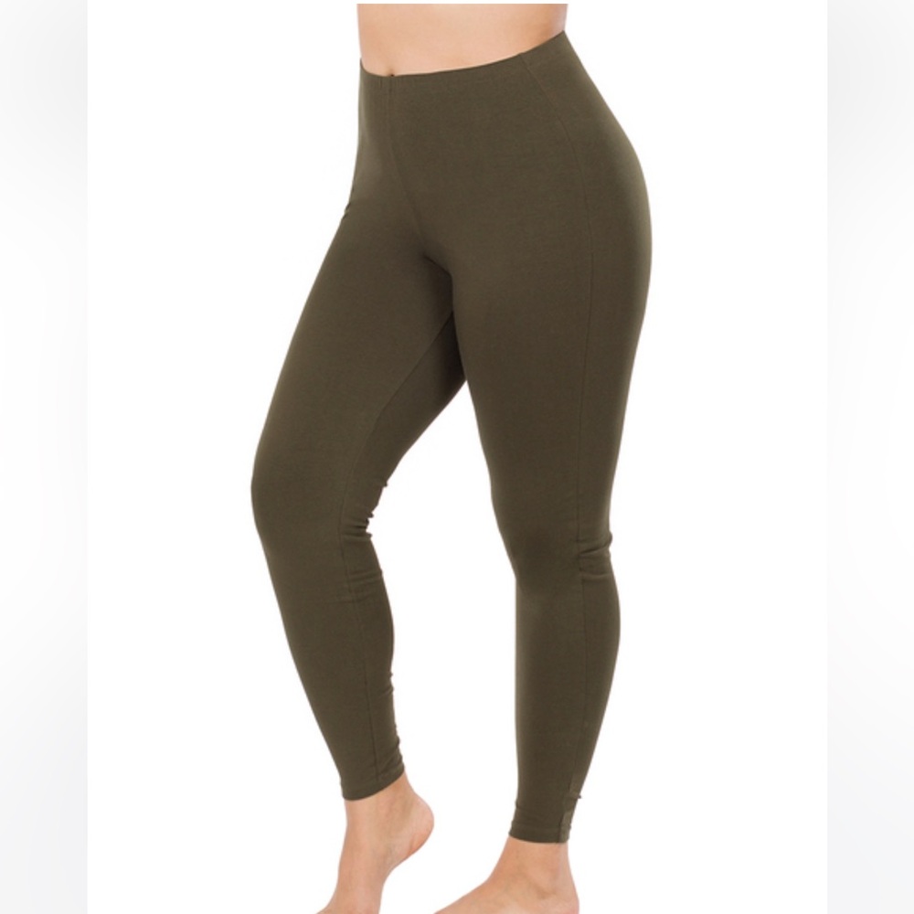 Zenana olive green classic fit leggings, plus size NWT BOUTIQUE